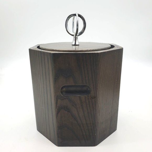 Vintage 1970’s Morgan Ice Bucket‎ Brigade Walnut Expresso Oak Mid Century Modern